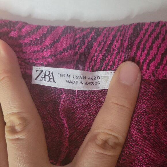 Zara Trouser Fuchsia Flare Pants Size M - Picture 6 of 8